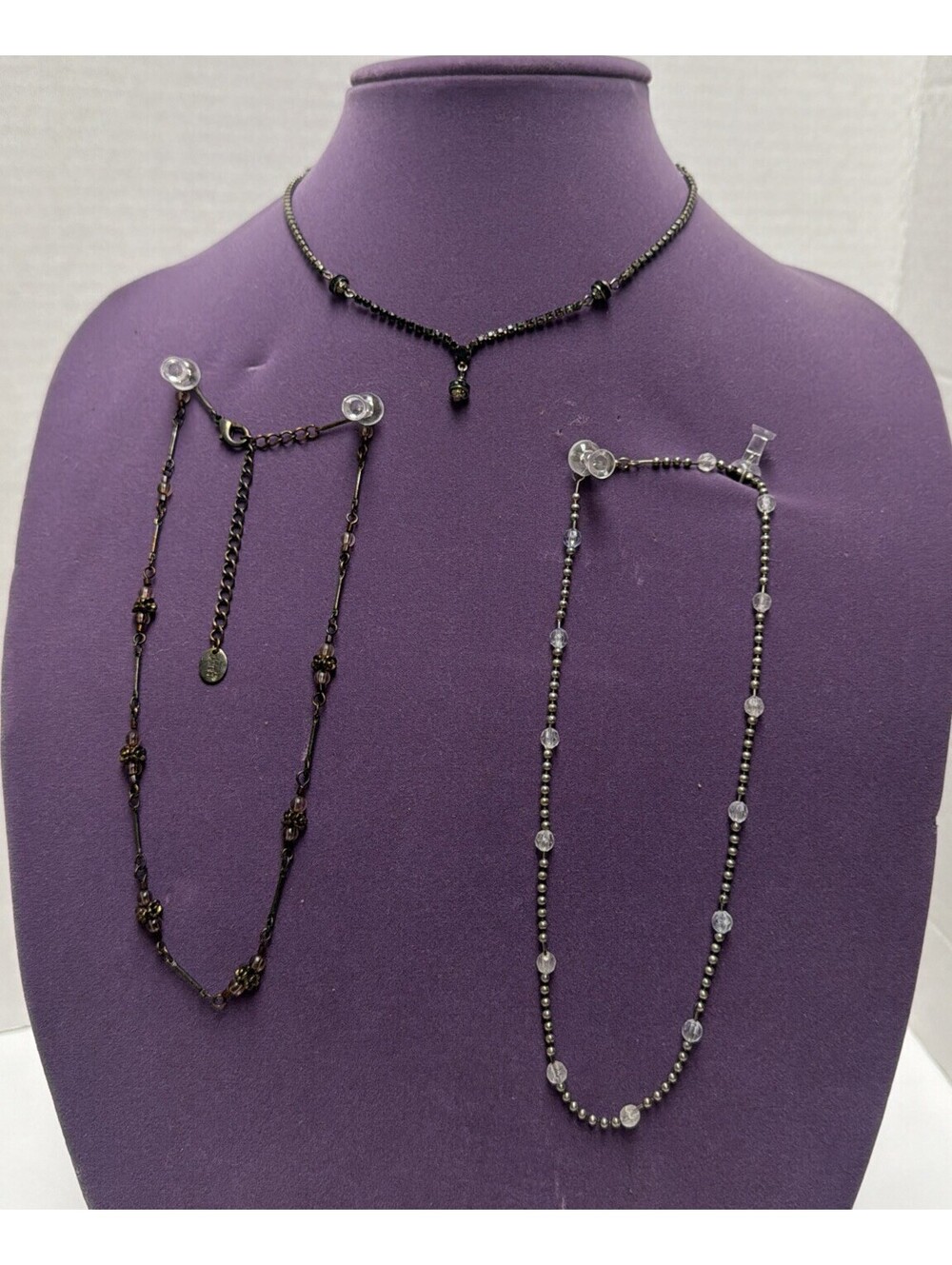 Lot Of 3 Fashion Chokers Necklaces Vintage Claireโs & Unmarked 16โ 2 Adjustable